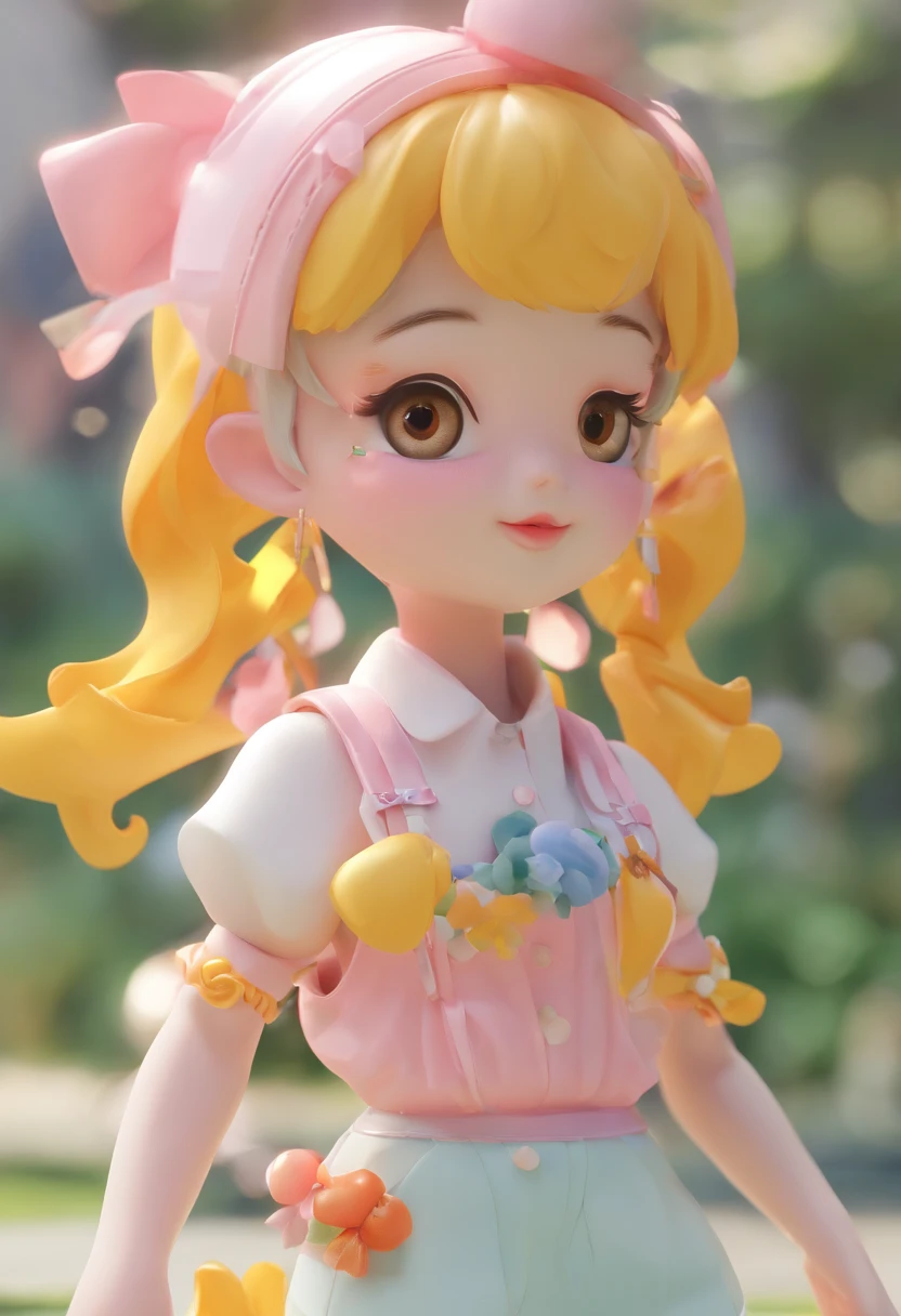 Super cute girl IP by pop mart, Bright Eyes, Cherub,little white skirt, clay, models, blind box toys, glossy and delicate,clean background, good shine, 3D rendering,best quality