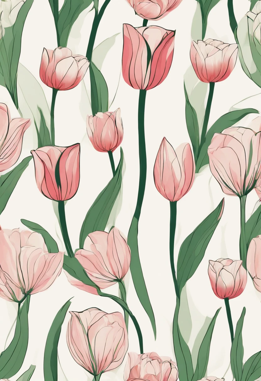 Design two tulips, which you can use for t-shirts, in the style of a one-line pattern and absolutely minimalistic, Just one line.