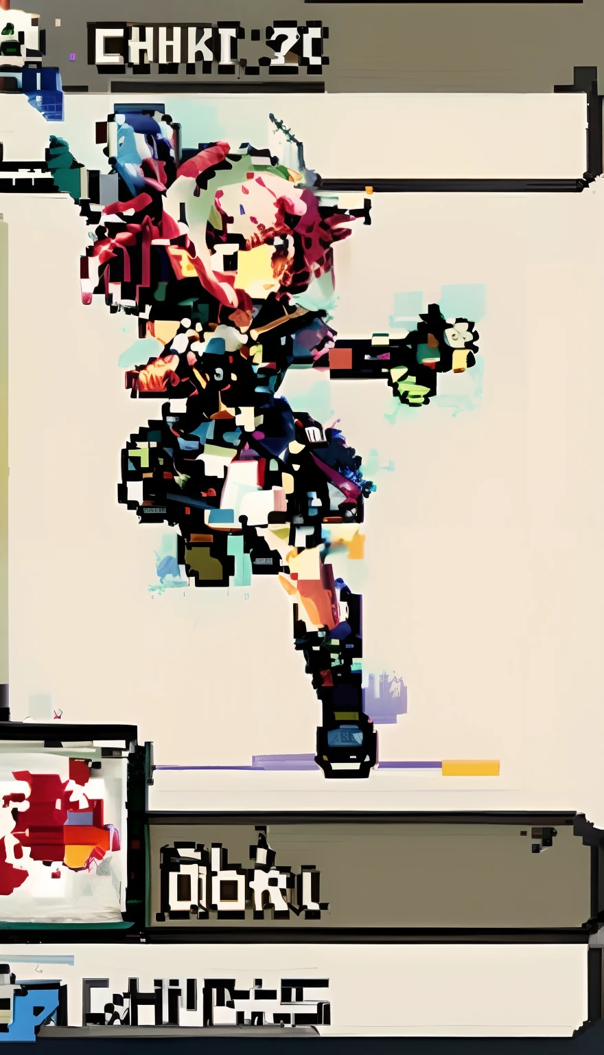 um close up de uma tela de videogame com uma pessoa segurando uma arma, Arte do pixel Kirokaze, arte do pixel, 2 d sprite, Personagem de videogame Katana Zero, Pixel Art Sprite, arte detalhada do pixel, sprite visual novel, arte sprite, glitchpunk, estilo de arte guilty gear, alongamento pixelado, estilo pixel art, Arte pixelada