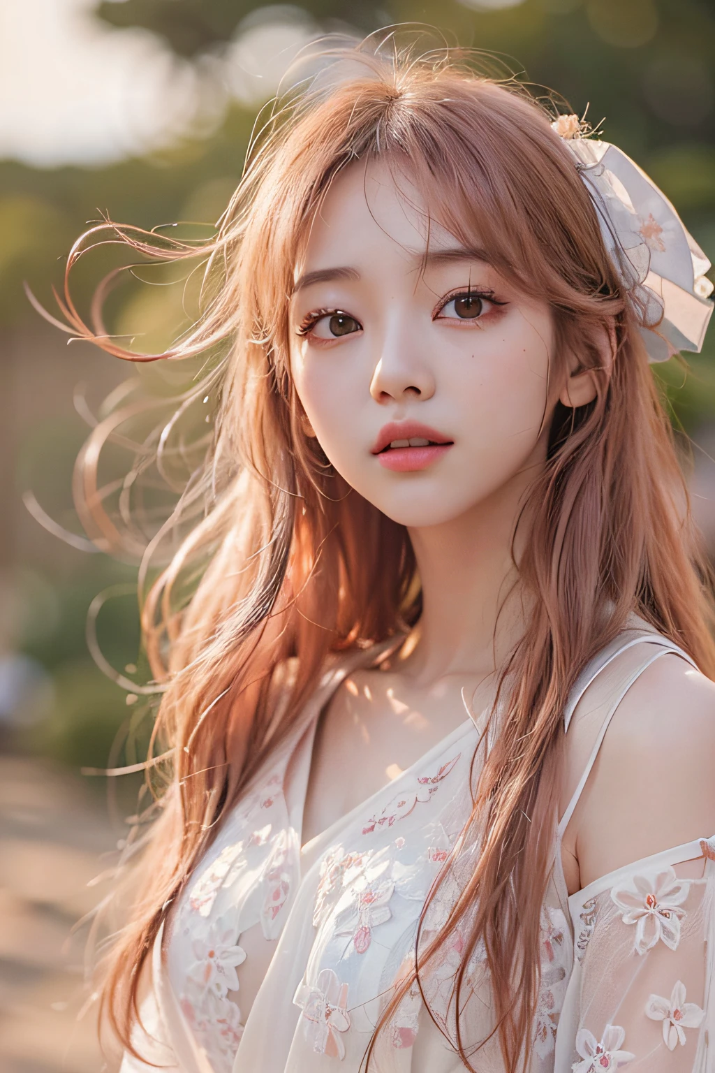 (Best Quality Detail)、realisitic、8K UHD、hight resolution、(1girl in:1.2)、The ultra-detailliert、High quality textures、intricate detailes、ultra-detailliert、Very detailed CG、High quality shadows、Detail Beautiful delicate face、Detail Beautiful delicate eyes、depth of fields、Ray traching、looking at the viewers、in her 20s、Pretty Kpop Girl、(Korean Urzan Face)、Slender face、(ulzzang -6500-v1.1:0.6)、pureerosface_v1、gloweyes、perfectbody、 look at viewr、(Best Quality Detail:1.2)、realisitic、8K UHD、hight resolution、(1girl in:1.2)、The ultra-detailliert、High quality textures、intricate detailes、teak、Glossy lips,(Delicate and best smile)、high-level image quality, The highest image quality, top-quality, Photorealsitic, 4K 8K UHD Full Color RAW Photos, Fuji Film(Medium format), Hasselblad, Carl zeiss, (Knee shot)、hight resolution, High pixel count, clear details, crisp image, Natural color reproduction, Noise Reduction, High fidelity, qulity, Optimized algorithms, Pro-level retouching,(Long straight pink hair)、Description beautiful delicate hair、White dress under white cardigan、Moe Sleeve、bare-legged、the beach、sand beach、(Delicate and best smile)、Sunnyday、Delicate sky、the setting sun