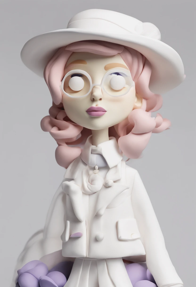 Claymorphism, cartoon, fashion young woman character design, close-up, 3D rendering, white background