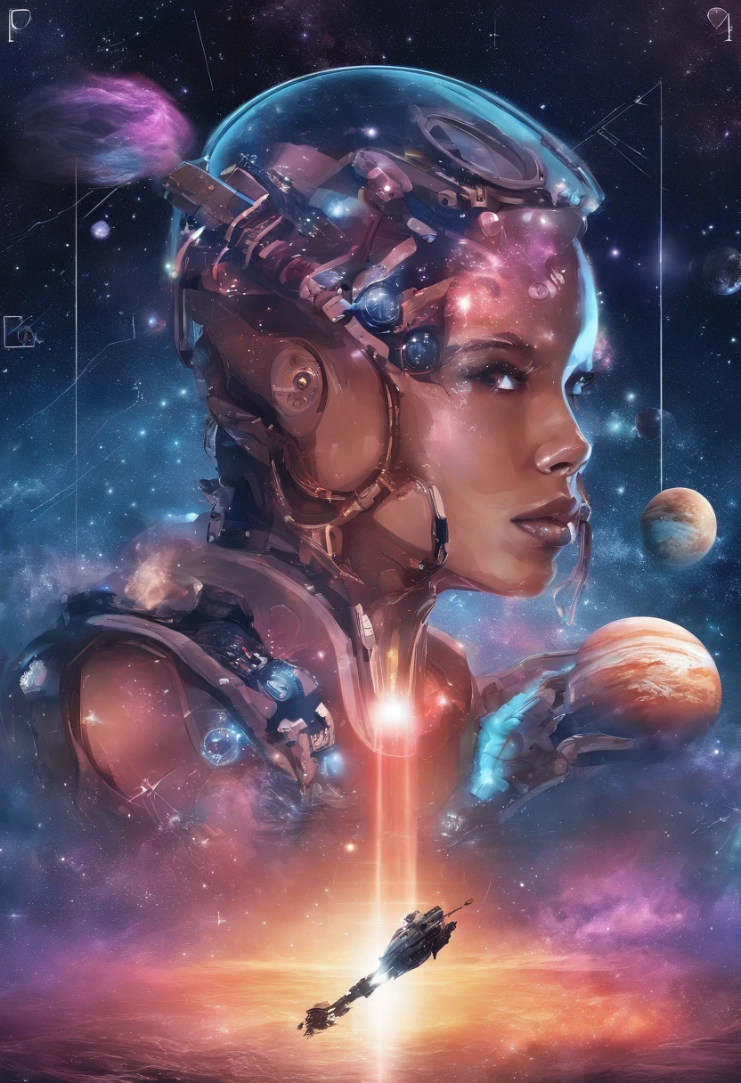 criar uma imagem de uma mulher bonita,half machine half human