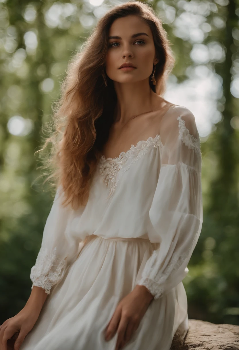 Femme arafed avec de longs cheveux et un haut blanc debout devant un mur de pierre, fille aux cheveux bruns, Elle a environ 1 6 ans, Pokimane, cheveux fluides debout sur un rocher, aux cheveux longs, jeune belle femme, soft portrait shot 8 k, Anna Nikonova alias Newmilky, Alina Ivanchenko, Photo de la jeune femme