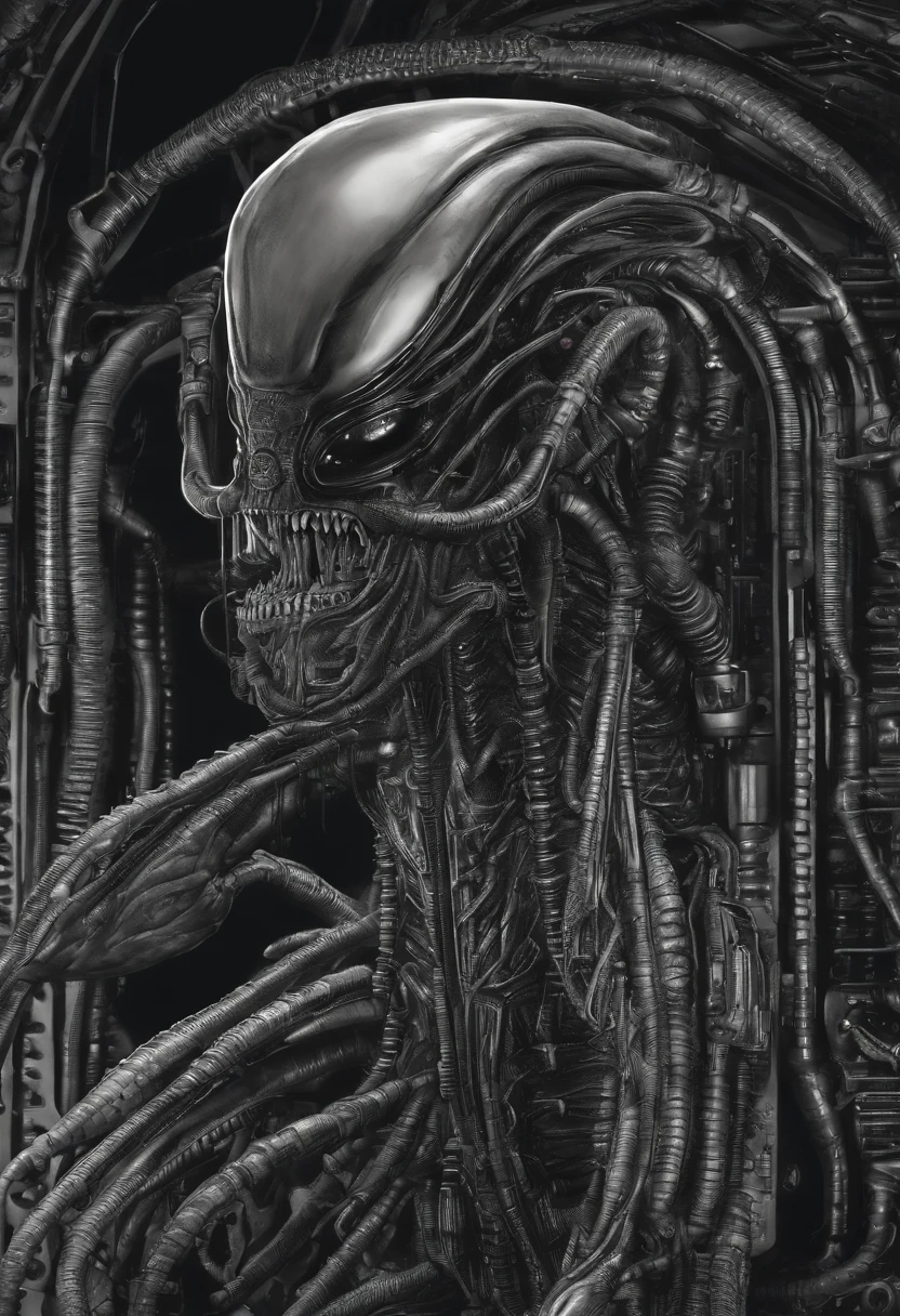 Engenheiro Prometeus Alien cena HR Giger estilo ::n_desenho de estilo, Low-quality imperfection, boneco, jogo, anime