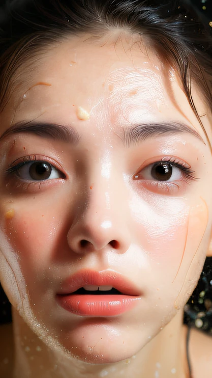 ((top quality, 8k, masterpiece: 1.3)), woman (naked in hot springs), sweating, water droplets on forehead of face, outdoors, background urban cityscape, overhead camera, sharp focus: 1.2, cute woman: 1.4, (((layered haircut)), (white shirt), very detailed face and skin and hair texture, knotted black hair, wet texture hair, wet body, detailed eyes, Double eyelids, white skin, beautiful legs, beautiful delicate nose, cute young Japan woman, 28 years old, with dynamic angles, it is pleasing to the eye and suggestive composition, while emphasizing the subject's hair, eyes, mouth and action, while exuding melancholy emotions characterized by a contrasting mix of calm tones and light and shadow.