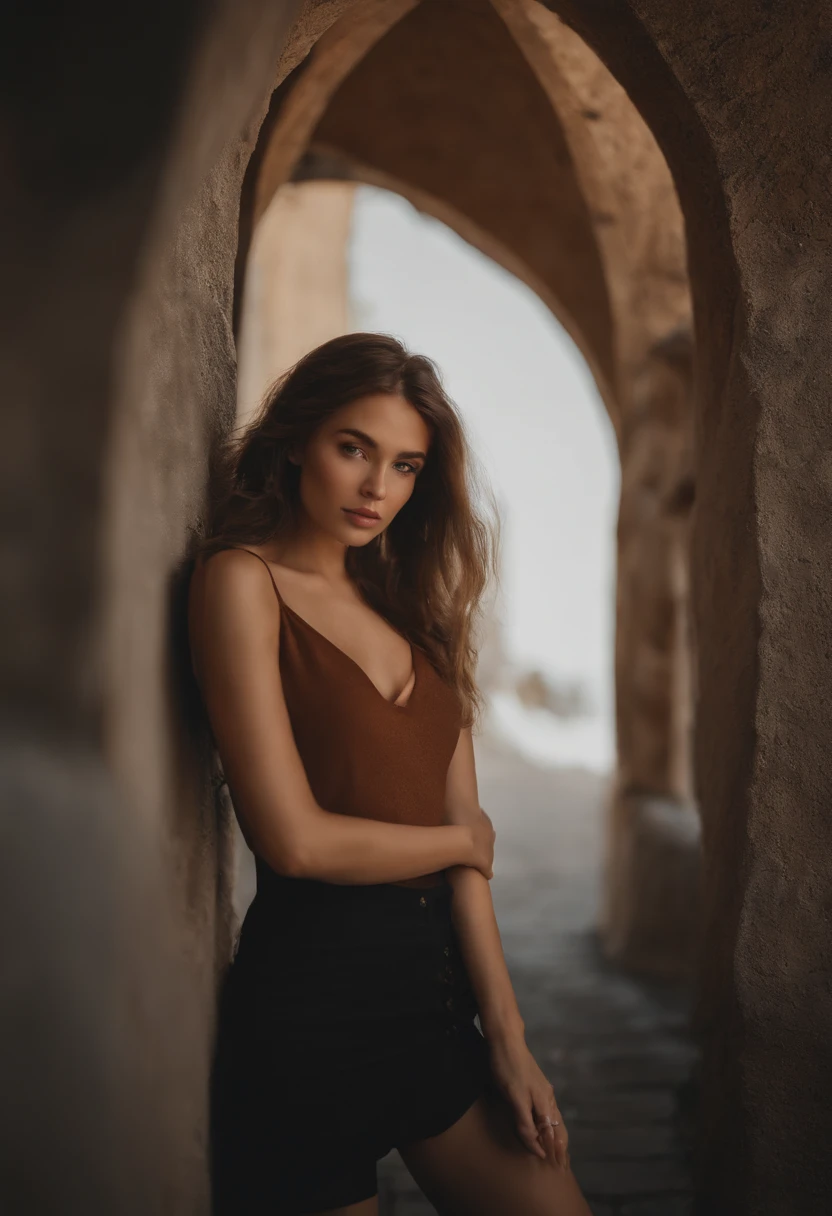 Femme arafed avec de longs cheveux et un haut blanc debout devant un mur de pierre, fille aux cheveux bruns, Elle a environ 1 6 ans, Pokimane, cheveux fluides debout sur un rocher, aux cheveux longs, jeune belle femme, soft portrait shot 8 k, Anna Nikonova alias Newmilky, Alina Ivanchenko, Photo de la jeune femme