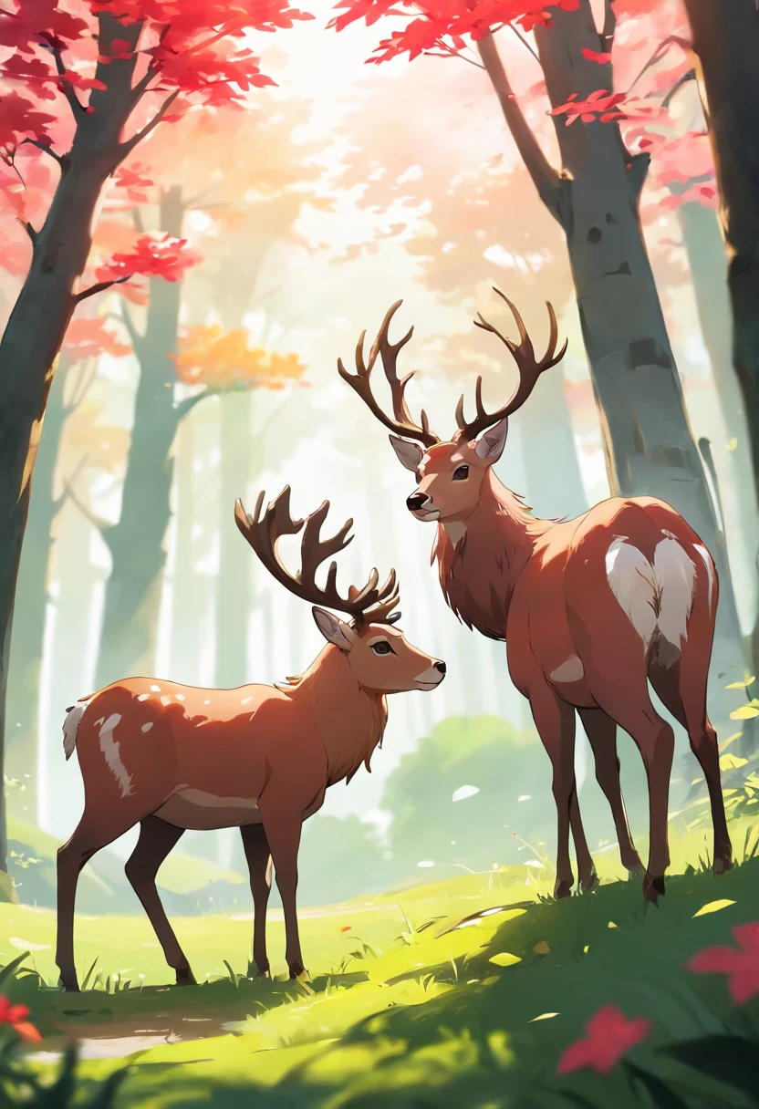two deer with covering their fur, in the style of gothic horror, white and crimson, cryengine, tenebrism-inspired, planar art, exaggerated anatomy, contest winner