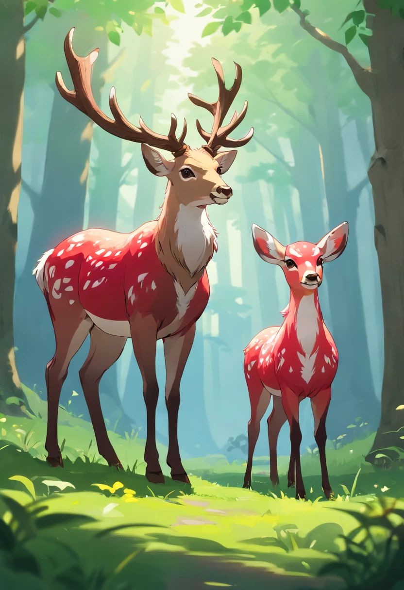 two deer with covering their fur, in the style of gothic horror, white and crimson, cryengine, tenebrism-inspired, planar art, exaggerated anatomy, contest winner