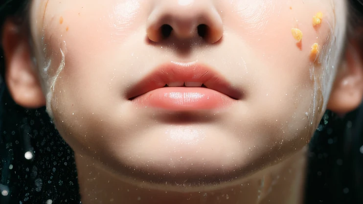((top Quority,8k,tmasterpiece:1.3)),woman(hot onsen),perspired,Water droplets on the forehead of the face,exteriors,background urban cityscape,Overhead,Sharp focus:1.2,cute women:1.4,((Layered Hair Style)),(Orange shirt),Very detailed face and skin and hair texture,Knotted brunette hair,Wet textured hair,Moist body,Detailed eyes, 二重まぶた,White skin of the,Beautiful legs, beautiful delicate nose,cute young woman,18yr old,dynamic angle,Deleite para la vista,Compositional suggestiveness,while emphasizing the subject's hair,The eye,Mouth and movements,At the same time, it exudes an anticipatory mood characterized by calming tones and a mixture of contrasts of light and shadow。
