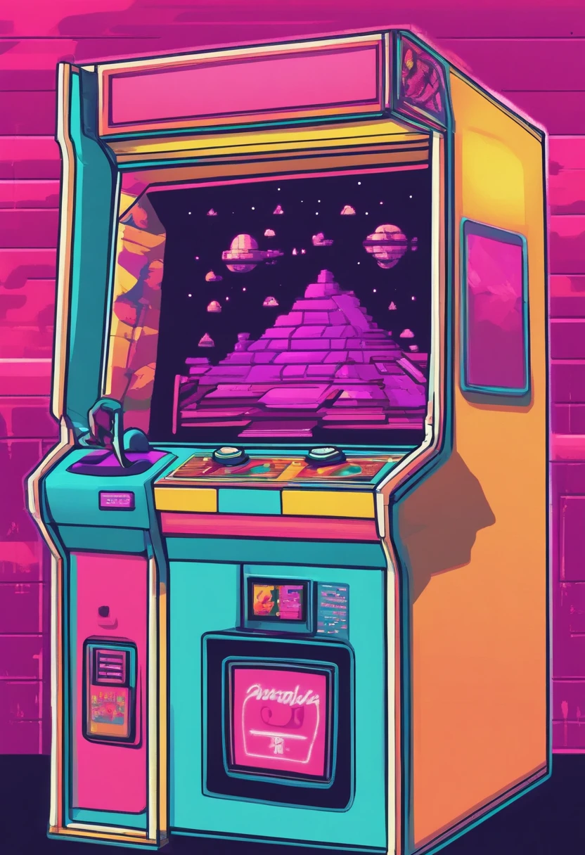 kawaii aesthetic, arcade game room, lofi, vaporwave, synthwave