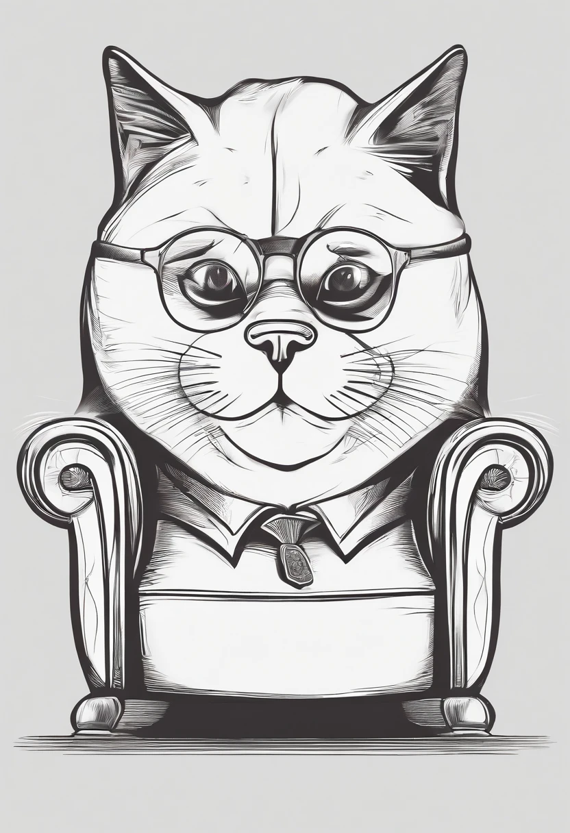 Old fat gangster Tom cat on leather armchair, 3D video rendering, pixar character