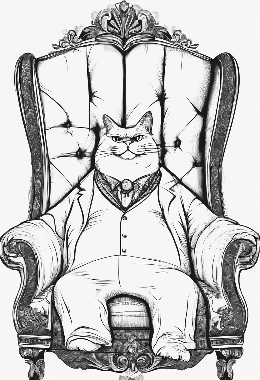 Old fat gangster Tom cat on leather armchair, 3D video rendering, pixar character