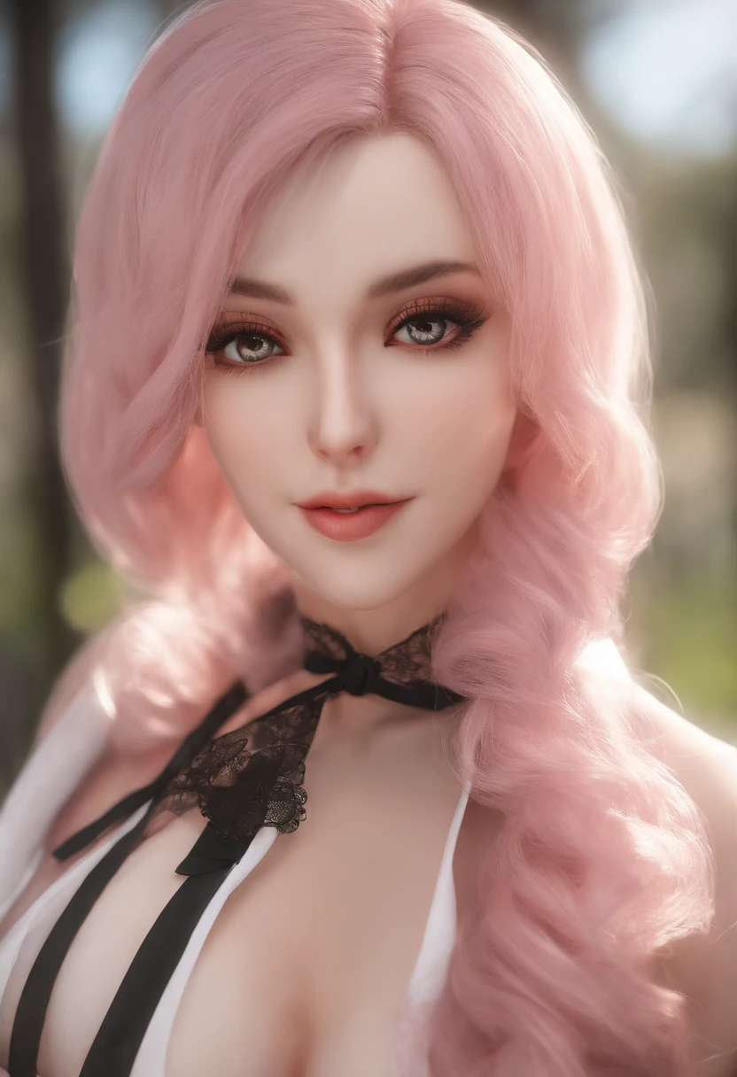Flawless,Big breasts, smooth tiny details,huge boob, Extremely large_Breasts!! with the type of boobs_melons,upper legs,Pink bear panties,Climactic expression,worn-out clothing,Messy movements,Acts after being violated,succubi,Double ponytail hairstyle,Loving eyes,