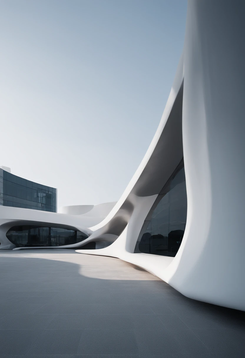 zaha hadid（Zaha Hadid）Style alien photos of futuristic town, organic architecture, Street photography, Cyberpunk