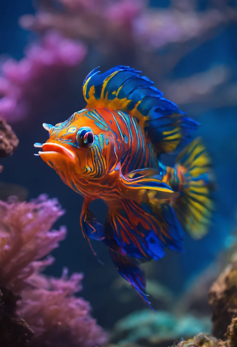 Mandarin Fish (Synchiropus splendidus) wildlife photography, in natural habitat,