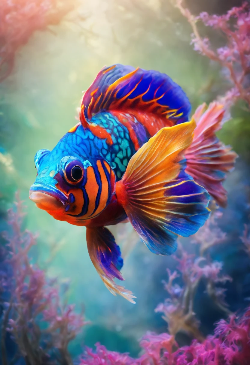 Mandarin Fish (Synchiropus splendidus) wildlife photography, in natural habitat,