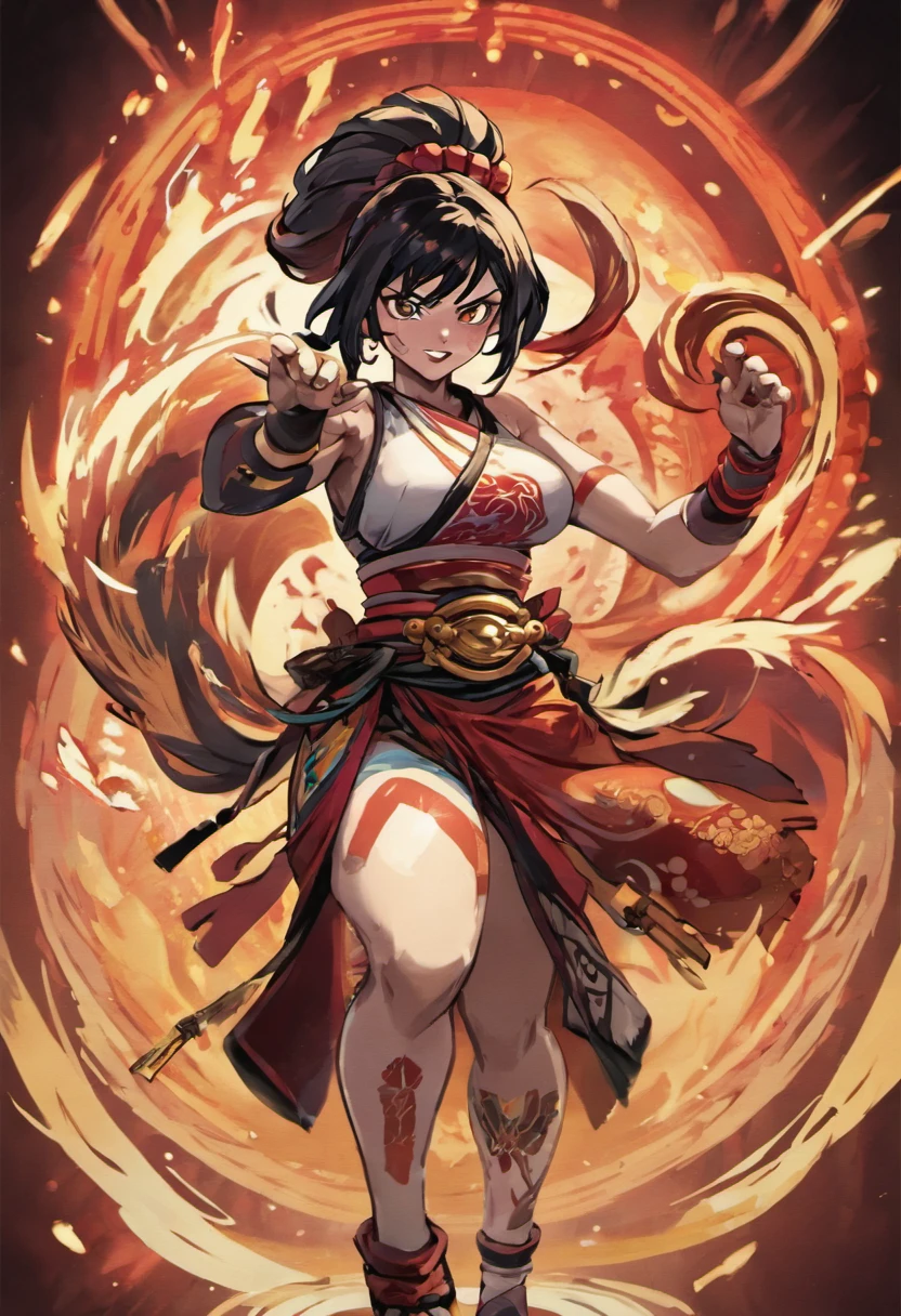 Design a character selection screen for a fighting game, ancient Japan, featuring a seamless transition between characters, vibrant color schemes, and dynamic backdrops, website design for Games