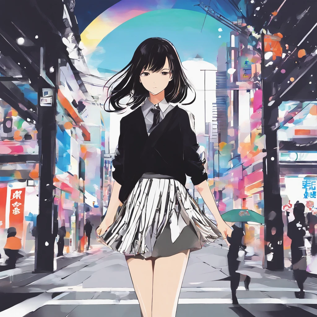 girl with、skirt by the、