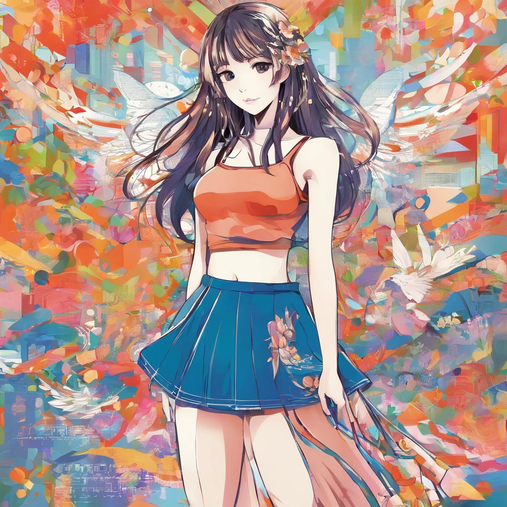 girl with、skirt by the、