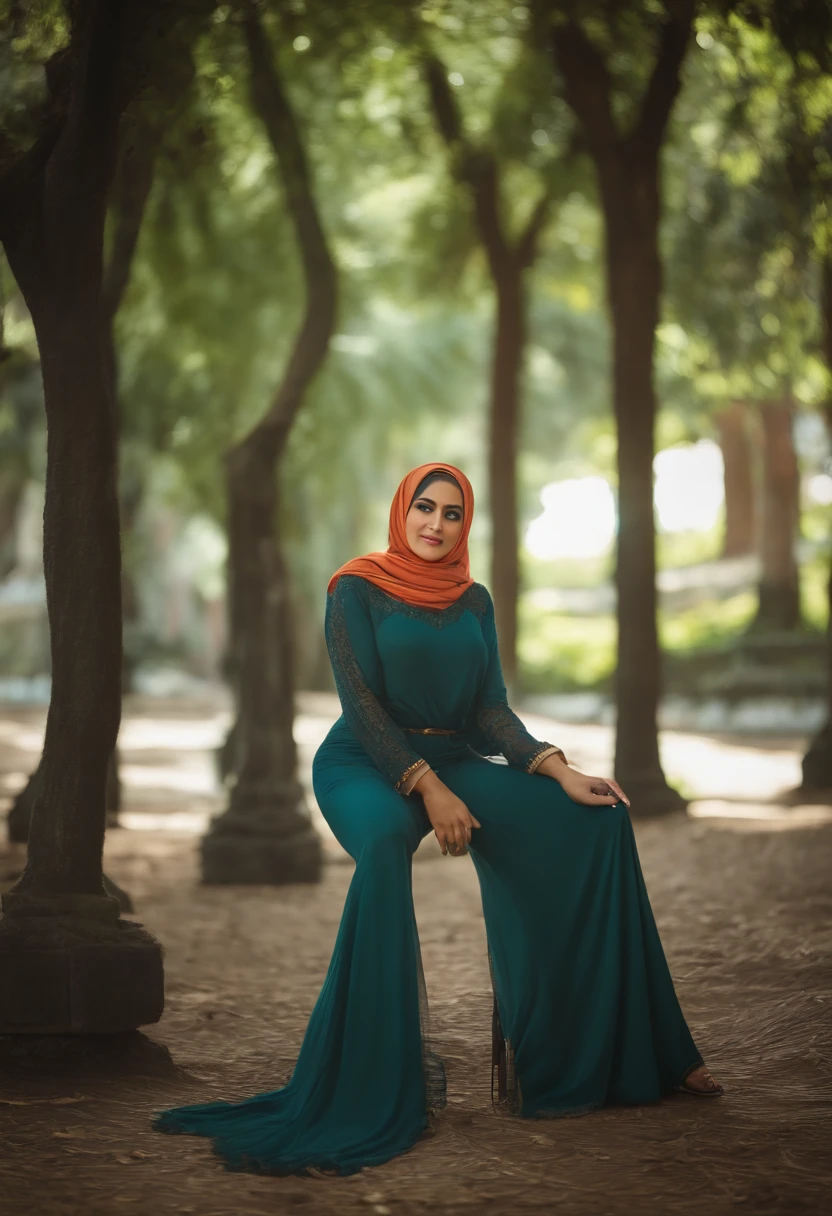 photo of an Iraqi woman sitting on a stone wall, business casual, of Indian descent, (8k UHD:1.2), full resolution, detailed skin, high quality photography, RAW photo