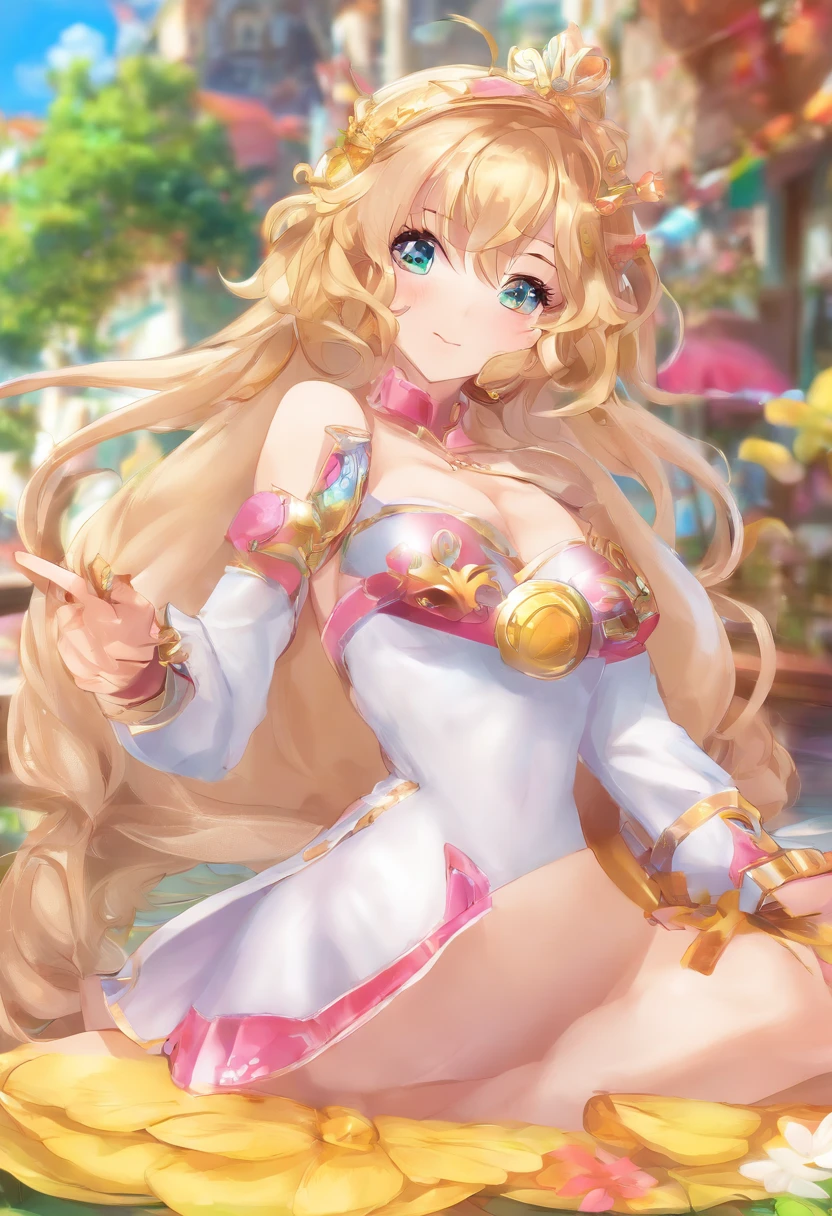snfw, nude,on bed,nipple,spread vagina, best quality, ultra detailed 8k cg render, masterpiece, high resolution, extremely detailed,sex,
1 girl, solo, , blond hair, wavy long hair, blue eyes, full body, fighting pose, flying, (small breasts:1.2), big smile,
bare shoulder, glow white, mecha musume, mechanical leg, headgear, yellow armor, in SFcity