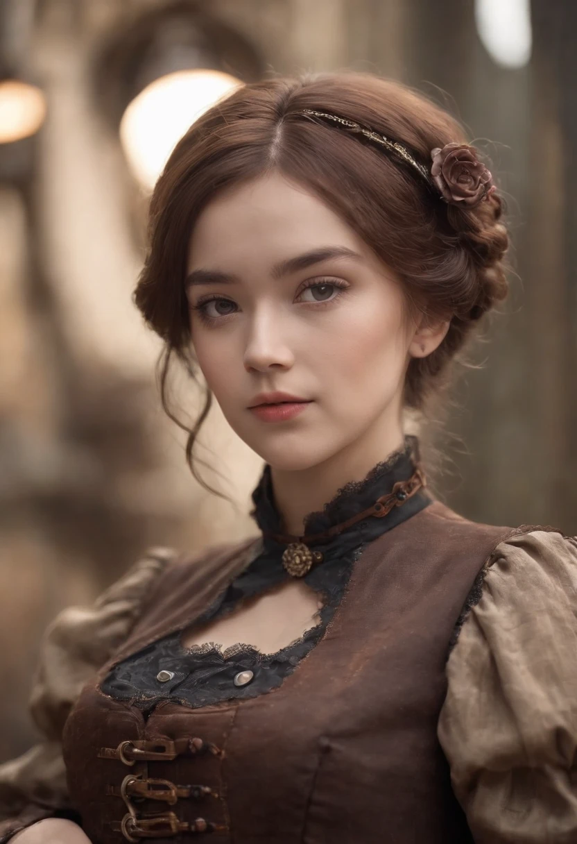 steampunc、Machine body、Gear device、Karakuri doll、Industrial Revolution、Russian woman、drooing eyes、Short hairstyle、Little fat girl、sulky face