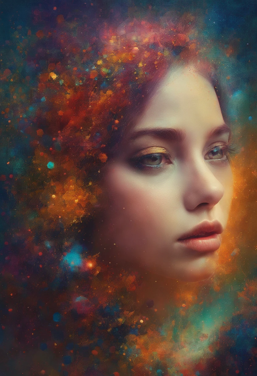 Absurd, High Resolution, Ultra-detailed, (1 girl:1. 2), Dot painting technique, Dotted shadows, intricate details, Small dots, Texture effects, subtle gradients, Fascinating craftsmanship, Infrared photography, Otherworldly tones, Surreal landscapes, Invisible light, ethereal glow, Vivid colors, Phantom effects