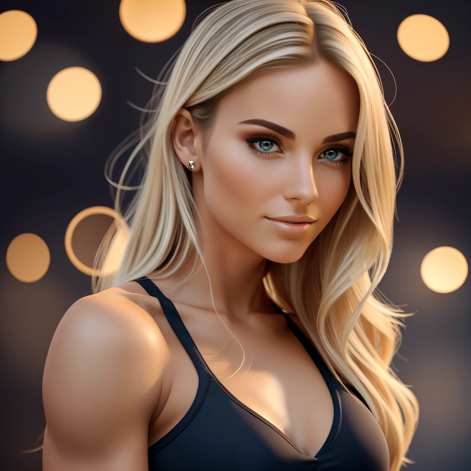 Front bodyshot of 25yo European woman, pointing at camera, blonde hair, serious, (amazing skin detail: 1.4), (natural skin: 1.2), (pores: 0.6), makeup, (detailed eyes: 1.2), black background, studio, light border, dark atmosphere, (bokeh: 1.2), photography, cinematic, photorealistic, ultrarealistic, fit girl, skintight dress, perfect figure