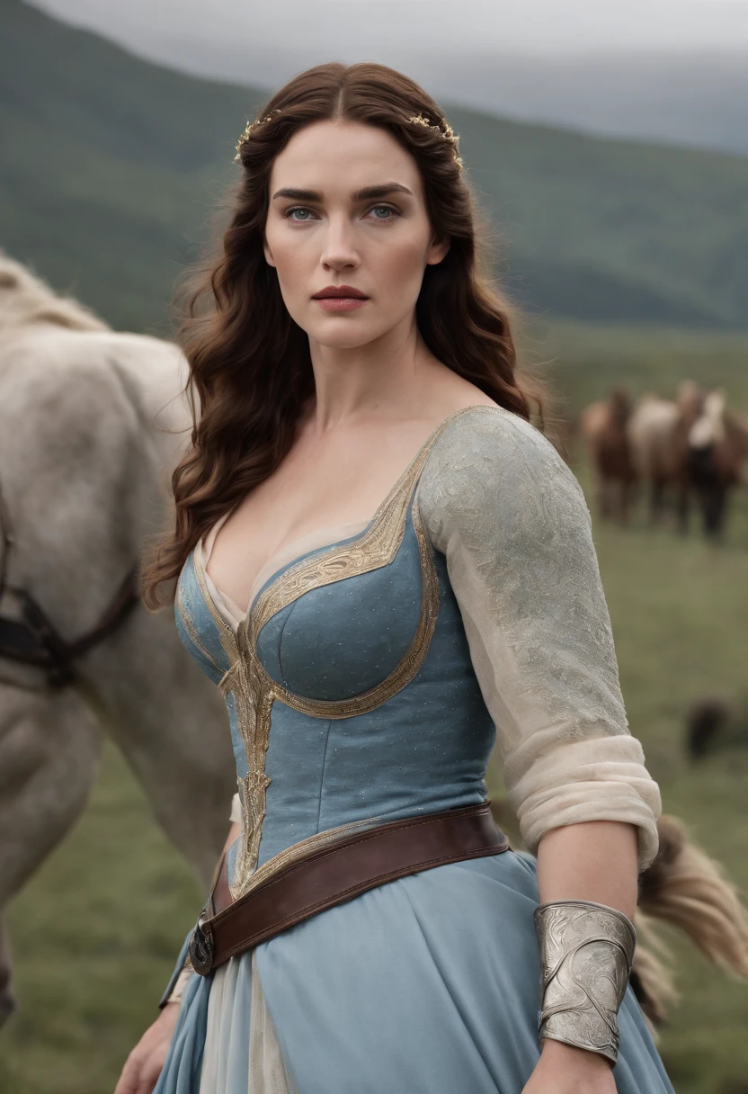 Centauros femininos, Kate Winslet, Centauro, An incredible image of a centaur woman with stunning beauty and powerful strength,black hair and blue eyes, in a magical and stunning landscape.