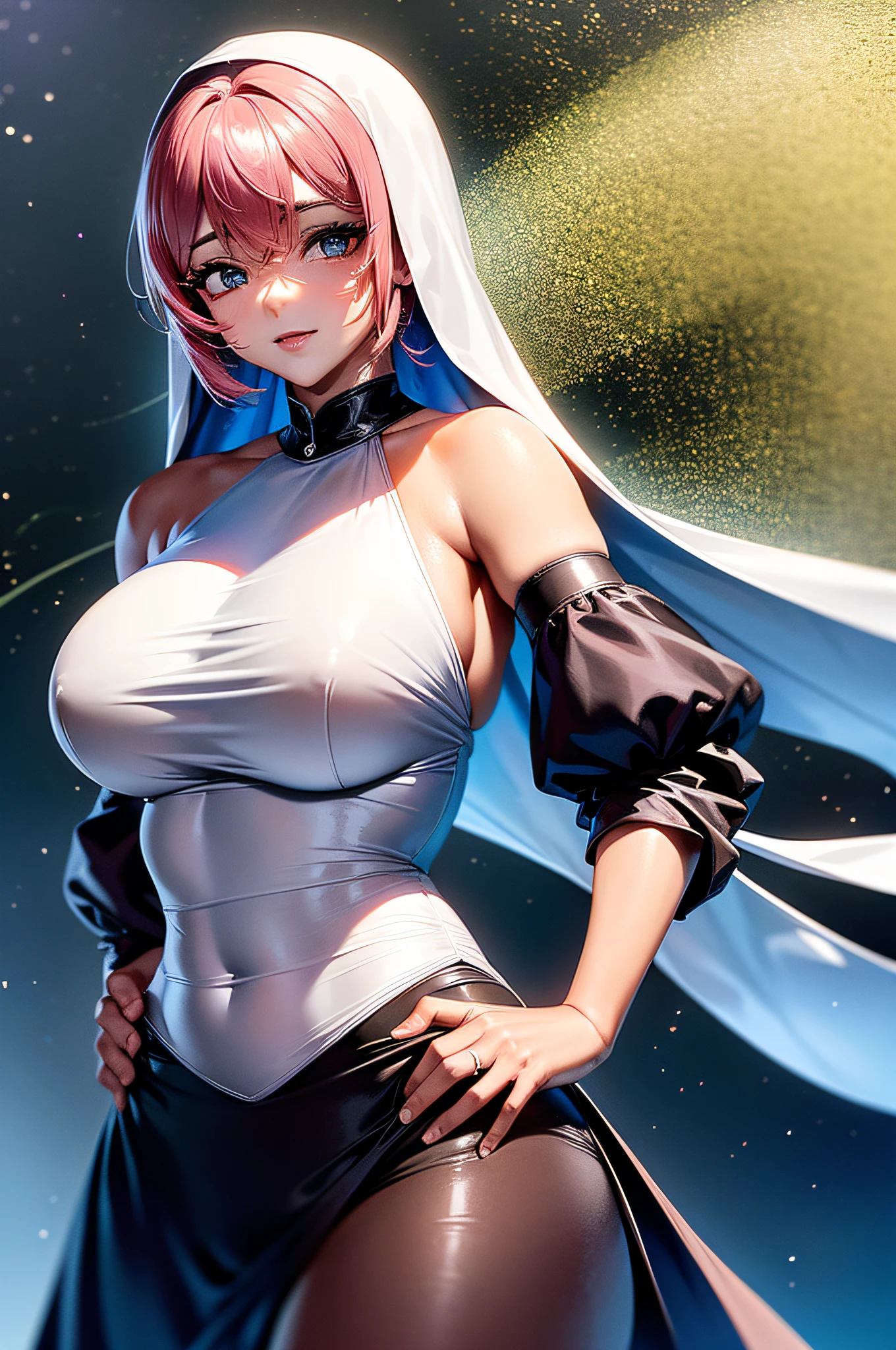 ( Qualidade 8k ), ( Melhor qualidade ), ( Ultra HD ), ( Anatomia do personagem perfeita ), ( perfect lighting ), ( Foto corpo inteiro 8k ), ( Detalhamentos perfeitos ), ( Detalhes do personagem perfeitos ), ( Details of the perfect setting ), ( Obra Prima ), ( Simetria do rosto do personagem perfeito ), ( Construction of the body of the delicate woman character ), Uma linda bruxa, cabelos lisos azuis, olhos rosas, com corpo perfeito, rosto perfeito, torso, pernas, Arms, usando um lindo vestido longo rosa reluzente e formal, com capuz, com um manto sobre seu vestido, (( Manto intrincado )), (( Mantle fluttering in the wind )), raising one hand to the moonlight evoking rays of the Blue Full Moon, (( Evocar Raios )), (( cinematographic effect )), beautiful countryside setting with forest background at night of Blue Full Moon