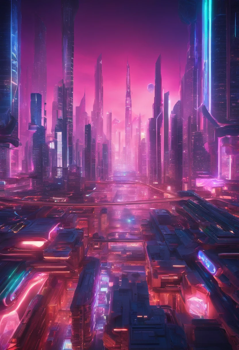 photo of sci-fi downtown modern city with dense skyscrapers, photo realistic, clear photo, nice weather, night, warm color neon lights, traditional chinese festival color neon, lively city, 8K, max resolution, photo realistic, trending on artstation, ALEXA