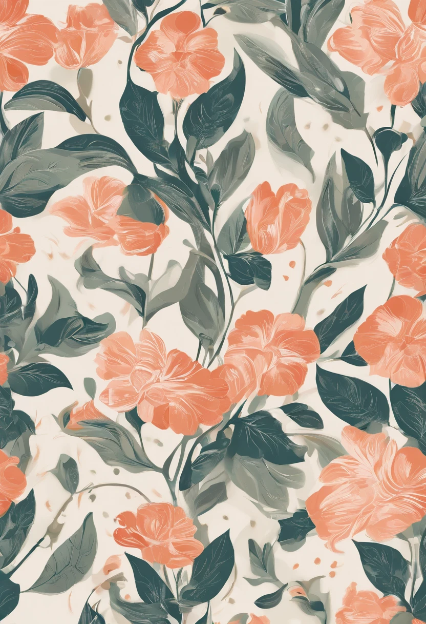 （repeating pattern , flat, 2d illustration,digital print, flat background, empty space, vector, art station, digital print, highly detailed clean, florals, hand drwan seamless pattern