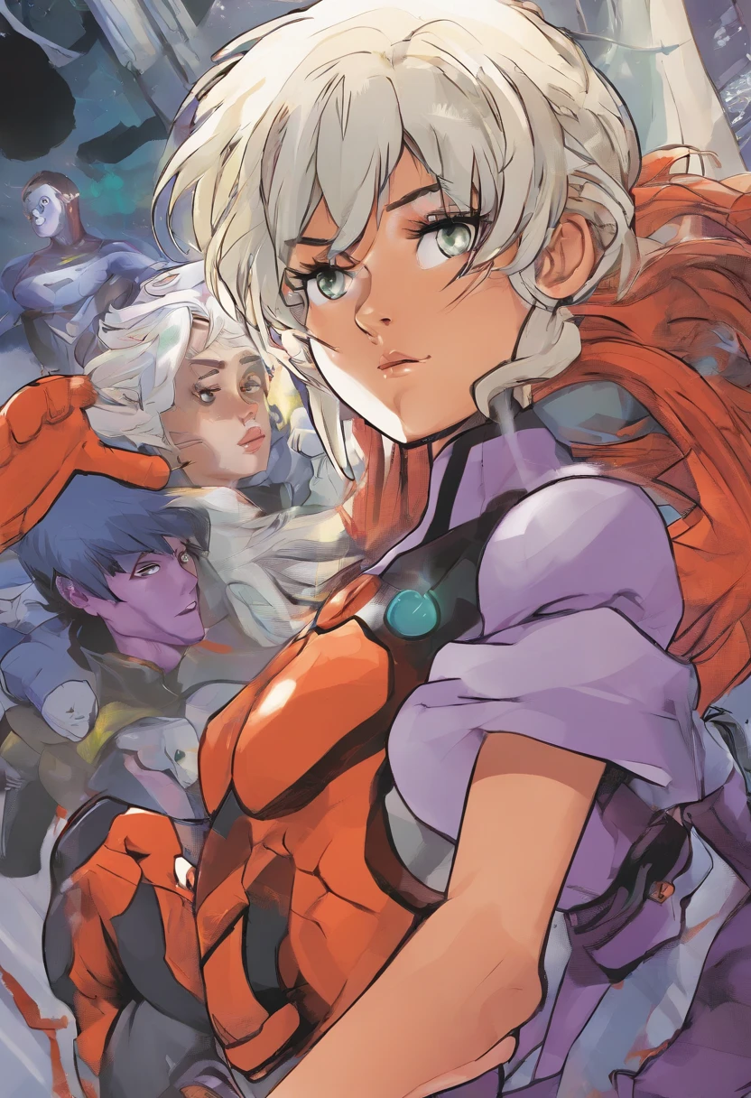 Rei from a young girl from Evangelion fights Eva with silver hair, Evangelion, anime big breast, Rei Ayanami, Scary