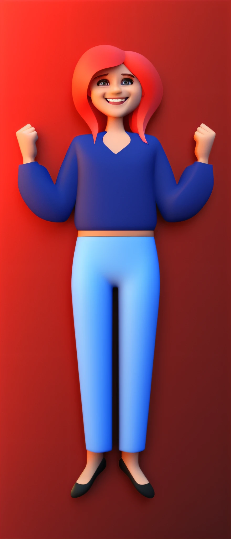 Make a sticker of this girl smiling (Flat 3D). Estilo: desenho Flat 3D. Reveal the perfection of the character's facial expression.