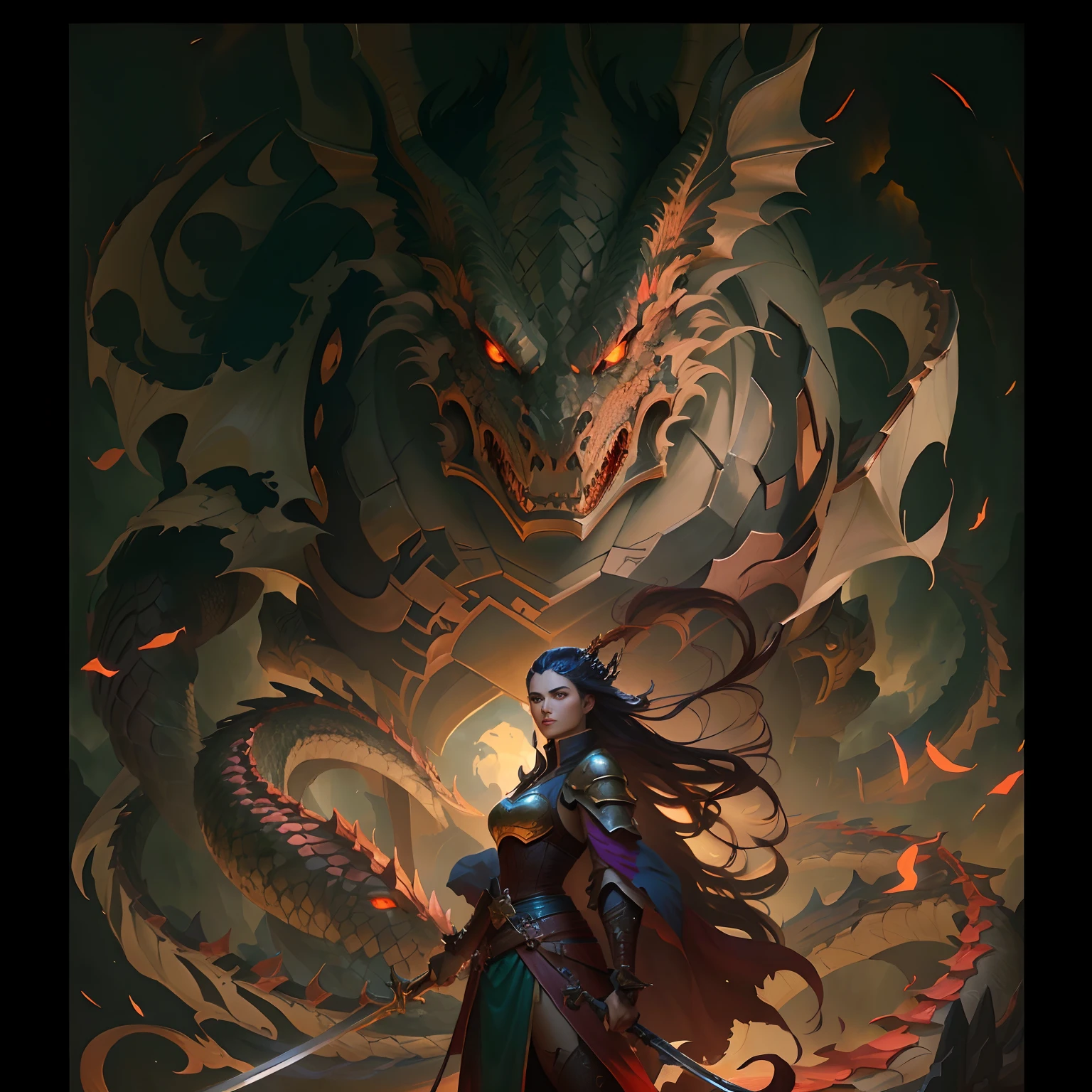 arafed image of a male swordsman with a dragon on her back, artgerm and atey ghailan, epic fantasy digital art style, epic fantasy art style, epic fantasy style art, in the art style of mohrbacher, the dragon girl portrait, dnd fantsay art, detailed digital 2d fantasy art, dragon queen, d & d fantasy digital painting