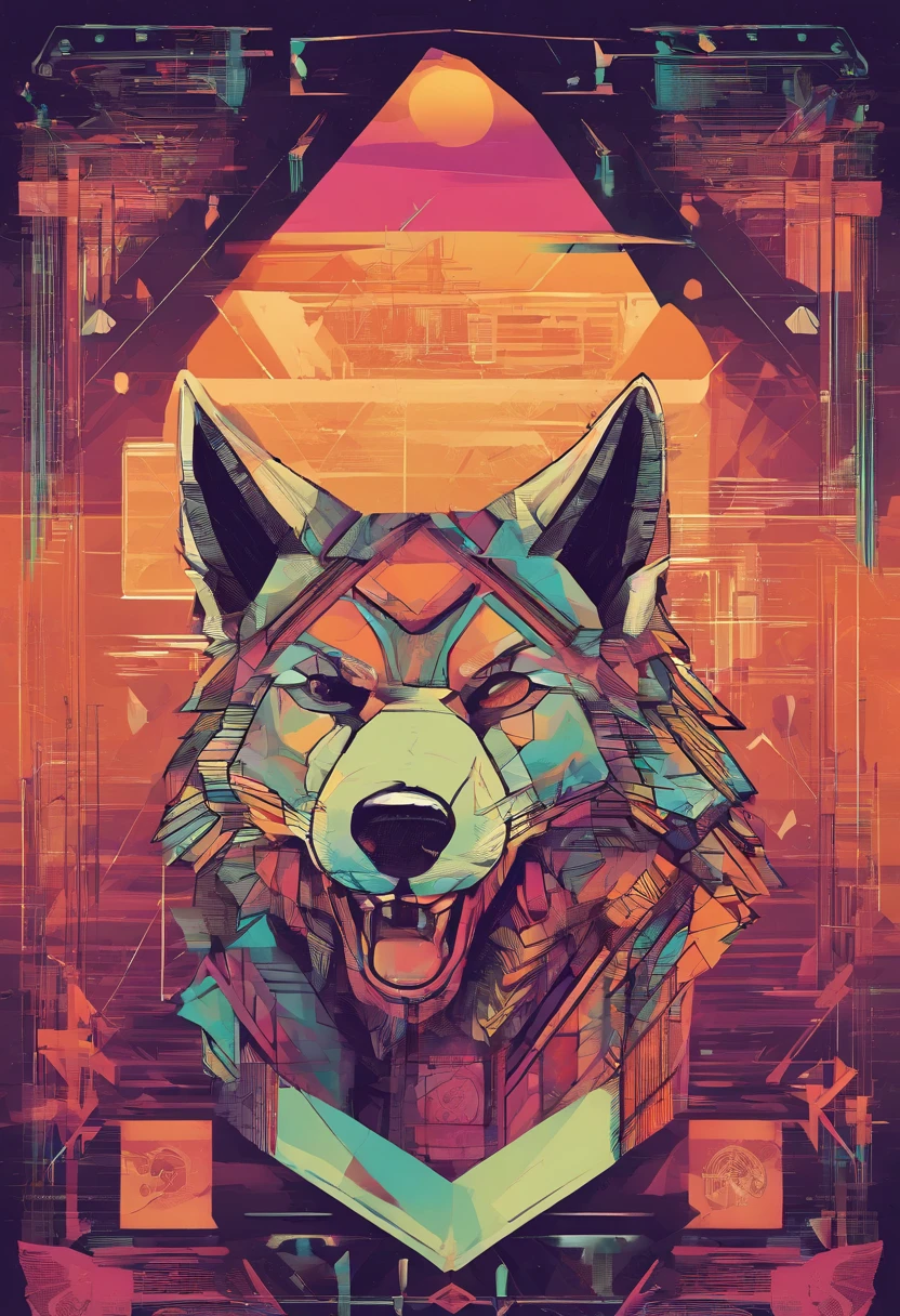 (nvinkpunk:1.2) (snthwve style:0.8) wolf, anthro, lightwave, sunset, intricate, highly detailed