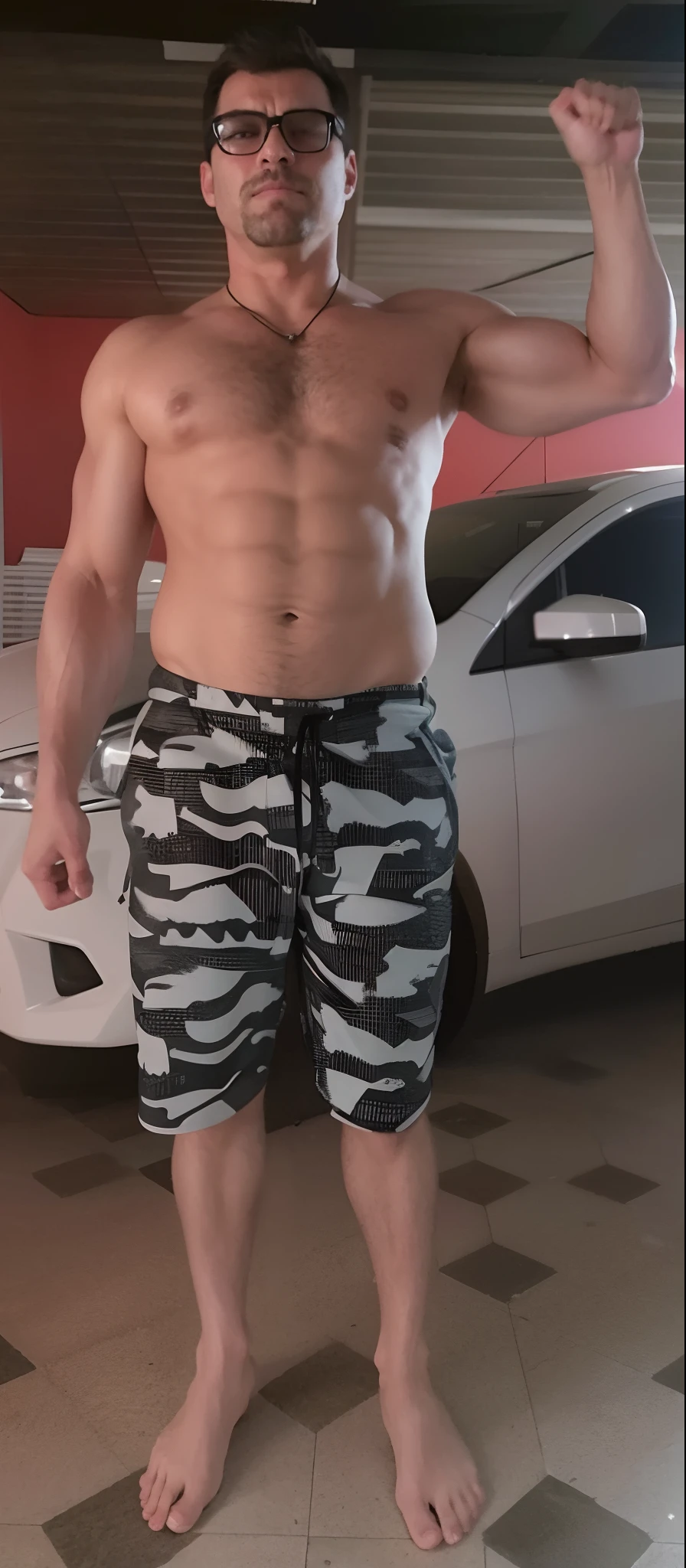 A man with muscles showing his muscles and arms, exaggerated muscles, perfect muscle structure, Exaggerated muscular physique, muscle extremely detailed, Defined muscles, musculatura, musculoso!! scientific fiction, corpo do fisiculturista, muscular system reference, large muscles, muscular character, marked muscles, musculatura carnuda, wrinkled muscle skin, corpo musculoso com cicatrizes de batalha