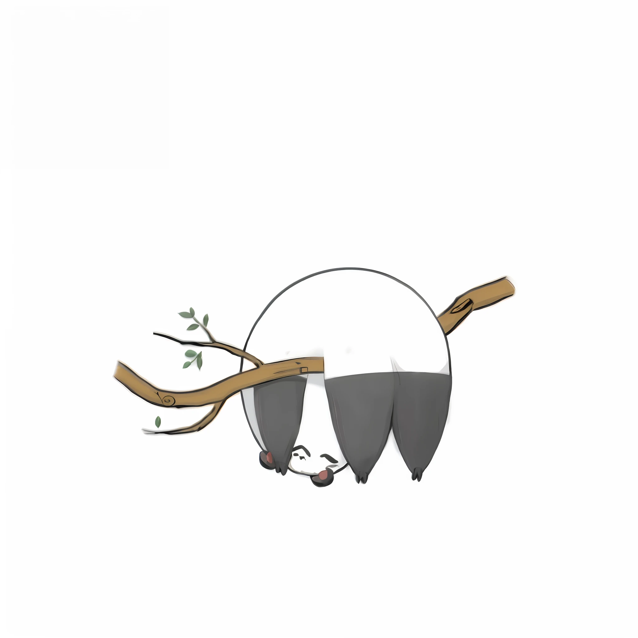Caricature of a panda with a branch in its mouth, hollow knight style, very sleepy and shy, tchibi, mimikyu, r/awww, hornet from hollow knight, shaded, tian zi, inspired by Shūbun Tenshō, oyasumi punpun, momoshiki ōtsutsuki, cel-shaded, maplestory mouse