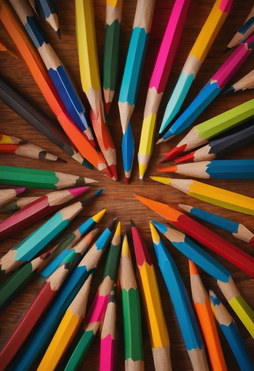 Create a table with papers and pencils on top of it