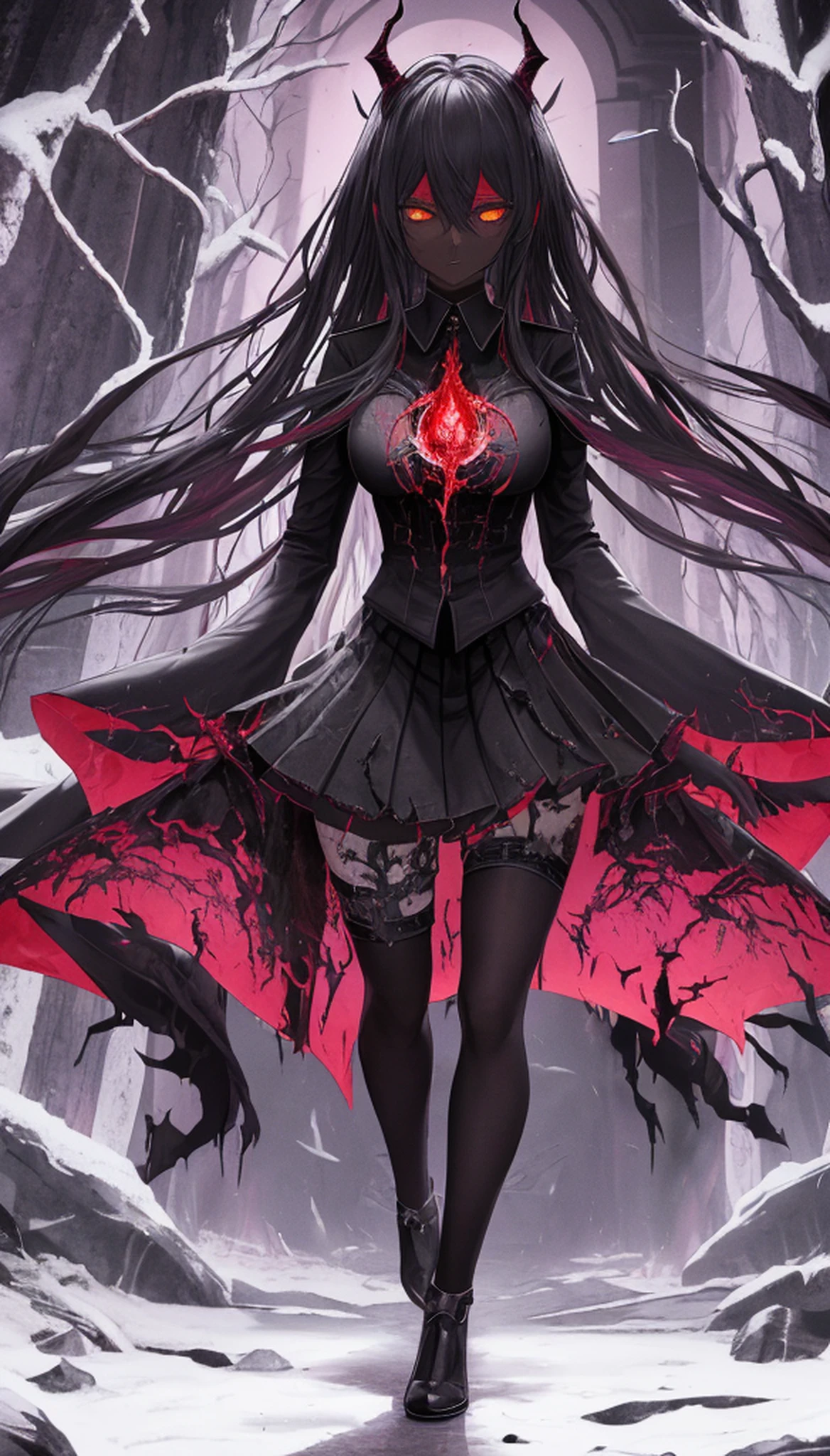 (dark skin), (demon horns), large breasts,
Immortal temptation takes over my mind
Condemned
Fallen weak on my knees, summon the strength
Of mayhem
I am the storm that is approaching
Provoking black clouds in isolation
I am reclaimer of my name
Born in flames, I have been blessed
My family crest is a demon of death
Forsakened, I am awakened
A phoenix's ash in dark divine
Descending misery
Destiny chasing time
Inherit the nightmare, surrounded by fate
Can't run away
Keep walking the line between the light
Led astray
Through vacant halls I won't surrend5r
The truth rev5aled in eyes of ember
We fight through fire and ice forever
Two souls once lost, and now they remember
I am the storm that is approaching
Provoking black clouds and isolation
I am reclaimer of my name
Born in flames, I have been blessed
My family crest is a demon of death
Forsakened, I am awakened
A phoenix's ash in dark divine
Descending misery
Destiny chasing time
Disappear into the night
Lost shadows left behind
Obsession's pulling me
Fading, I've come to take what's mine
Lurking in the shadows under veil of night
Constellations of blood pirouette
Dancing through the graves of those who stand at my feet
Dreams of the black throne I keep on repeat
A derelict of darkness, summoned from the ashes
The puppetmaster congregates all the masses
Pulling strings, twisting minds as blades hit
You want this power? Then come try and take it
Beyond the tree
Fire burns
Secret love
Bloodline yearns
Dark minds embrace
Crimson joy
Does your dim heart
Heal or destroy?
Bury the light deep within
Cast aside, there's no coming home
We're burning chaos in the wind
Drifting in the ocean all alone