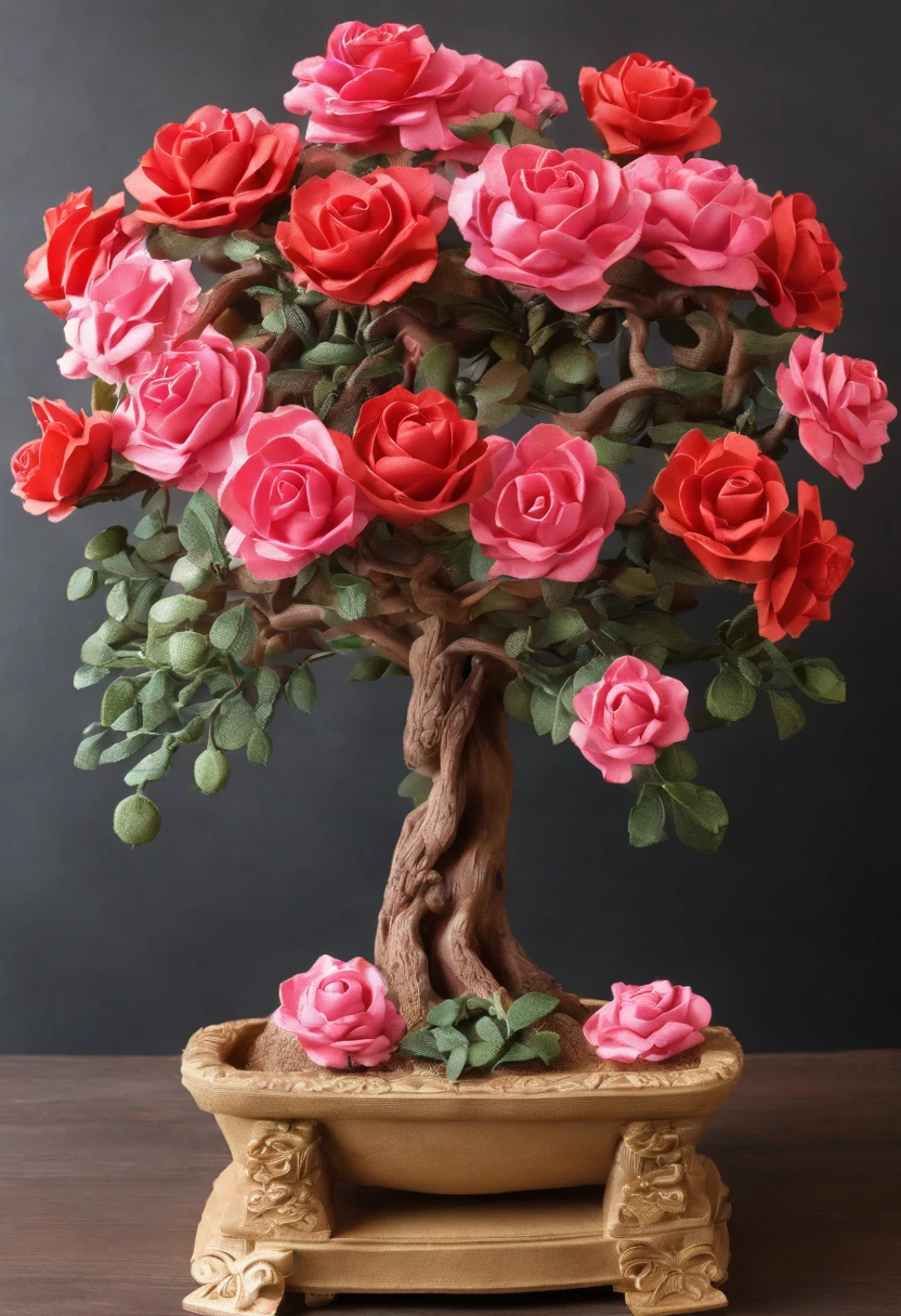 Make desert roses with huge vase-style bonsai and plenty of roses. The flower is adenosine. Desert background