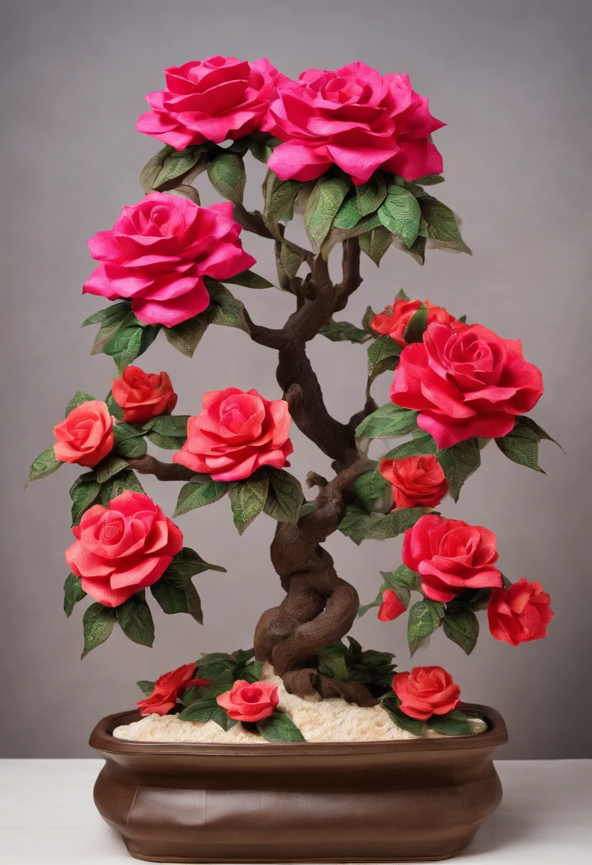 Make desert roses with huge vase-style bonsai and plenty of roses. The flower is adenosine. Desert background