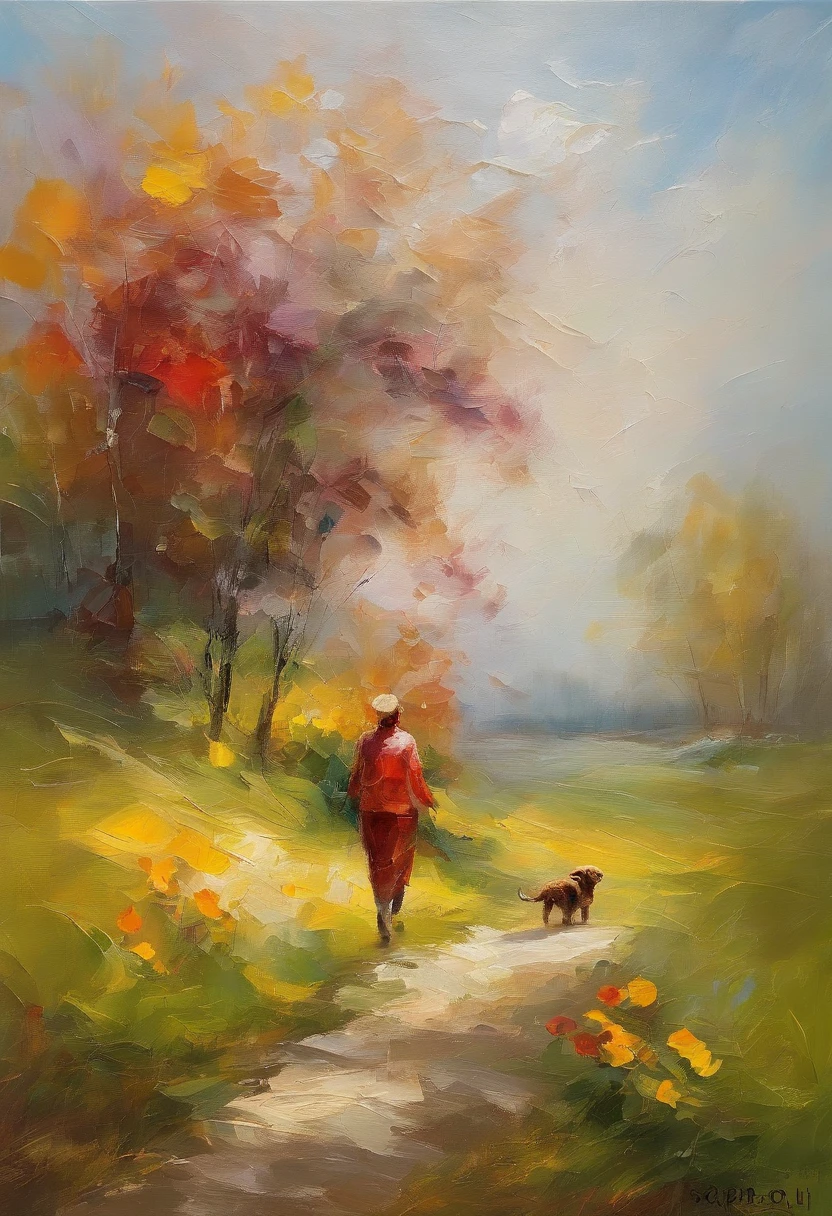 masterpiece、top-quality、morning、stroll。pup、1girl in、Cloud Girl、floating in sky、a closeup、with light glowing、Happiness、Fresh morning sunshine、(Spark:0.7) 、stroll、landscapes