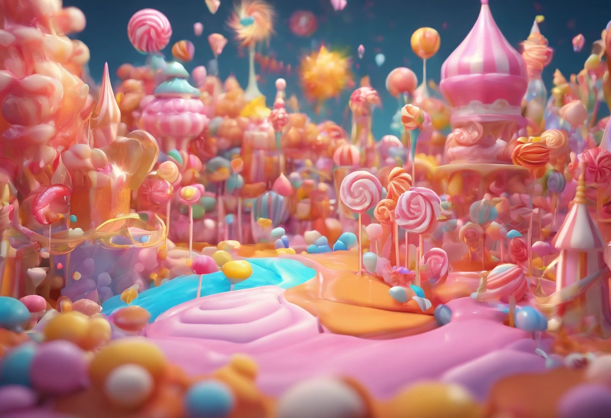 Beautiful fantasy sweet world background, candy wonderland. Generative AI.