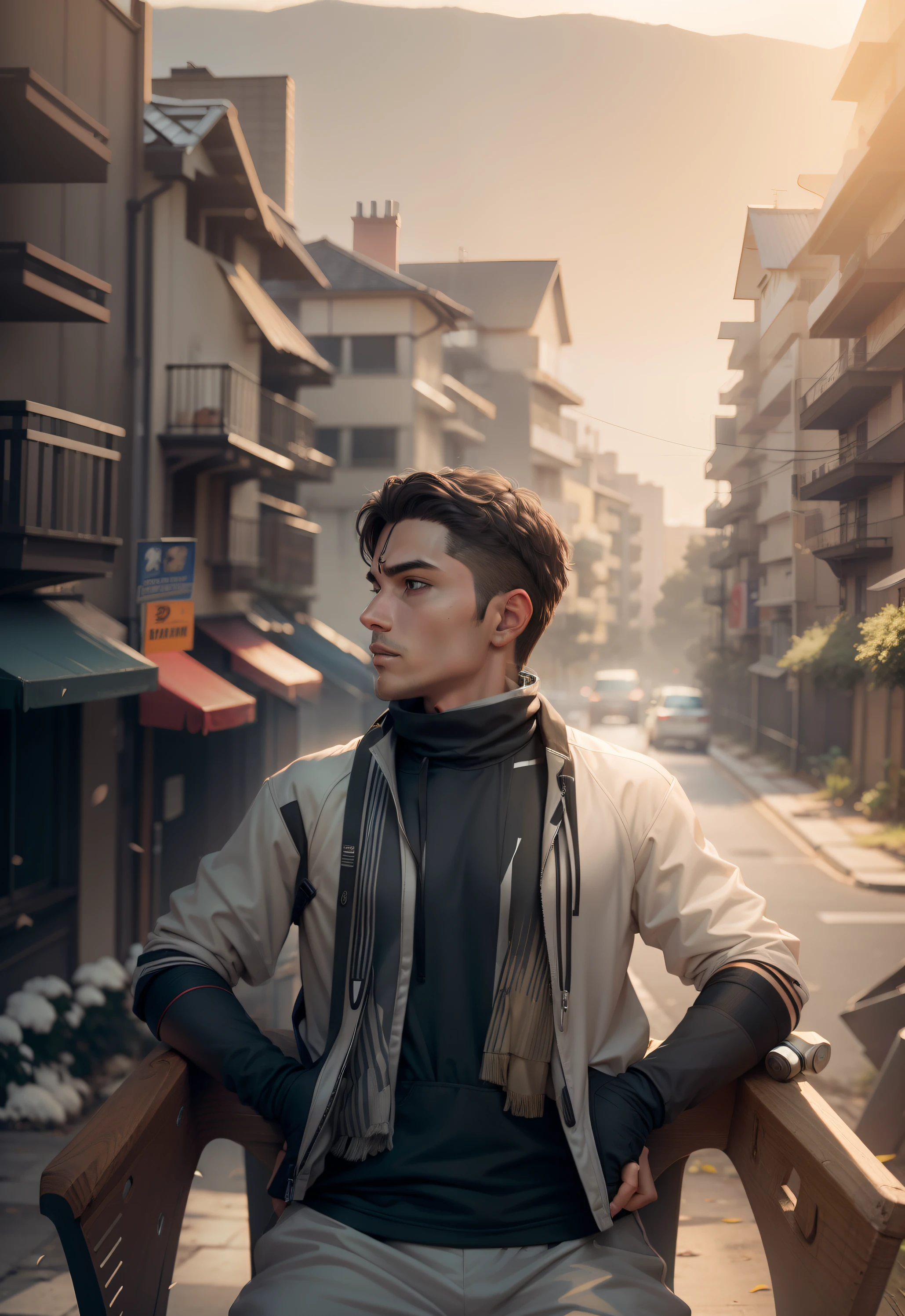 Realistic face,Male pokemon trainer in techwear clothes by ken sugimori