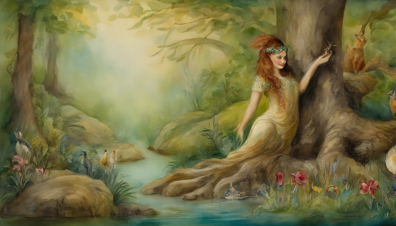 Retrato Neville goddard en un bosque de hadas