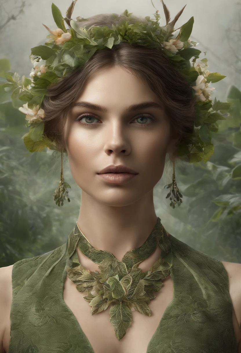 Elowen is a gracefully tall elf, medindo cerca de 1,80 metros de altura, with an ethereal presence that commands respect. His skin is a pale ivory hue, contrasting with the profusion of elven hair cascading down the back. His eyes are a vibrant green, like the leaves of the forest in the middle of summer, com uma intensidade que revela sua afinidade com a natureza.

Cabelos: Elowen possui cabelos longos e reluzentes, with shades ranging from the dark green of oak leaves to the golden color of the sun's rays filtered through the treetops. Ela muitas vezes prende seu cabelo em um coque elaborado com mechas soltas que emolduram seu rosto delicado.

Olhos: His eyes have a captivating quality, with irises that seem to reflect the nuances of the forest. One can see a spark of cunning and wisdom in his gaze, fruit of years of experience and close observation of nature.

Corpo: Elowen has a slender and agile figure, resultado de anos de treinamento como arqueira mestre. Your muscles are long and toned, giving you the strength and agility needed for your combat skills. Subtle marks of magical tattoos shaped like leaves and vines adorn your skin, revealing your deep bond with nature and magic.

Vestimenta: Elowen veste roupas feitas sob medida, made of natural materials like forest spider silk and leather from local animals. Its lightweight armor is adorned with intricate leaf designs and floral patterns, misturando beleza e funcionalidade. Uma capa verde-esmeralda, que se funde perfeitamente com seu entorno na floresta, geralmente cobre seus ombros.