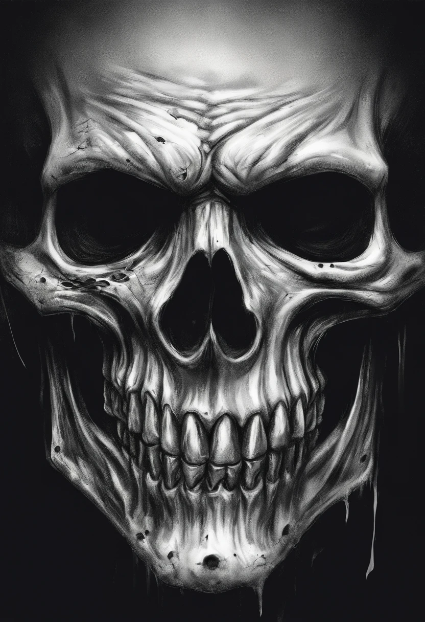 A sketch drawing of character skull joker, hyper-realistic, artistic, all black and white