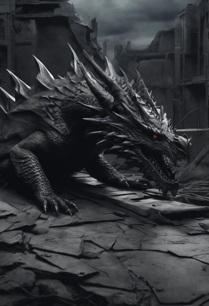 Dark Dragon of geo data in the style of detailed hyperrealism photoshoot