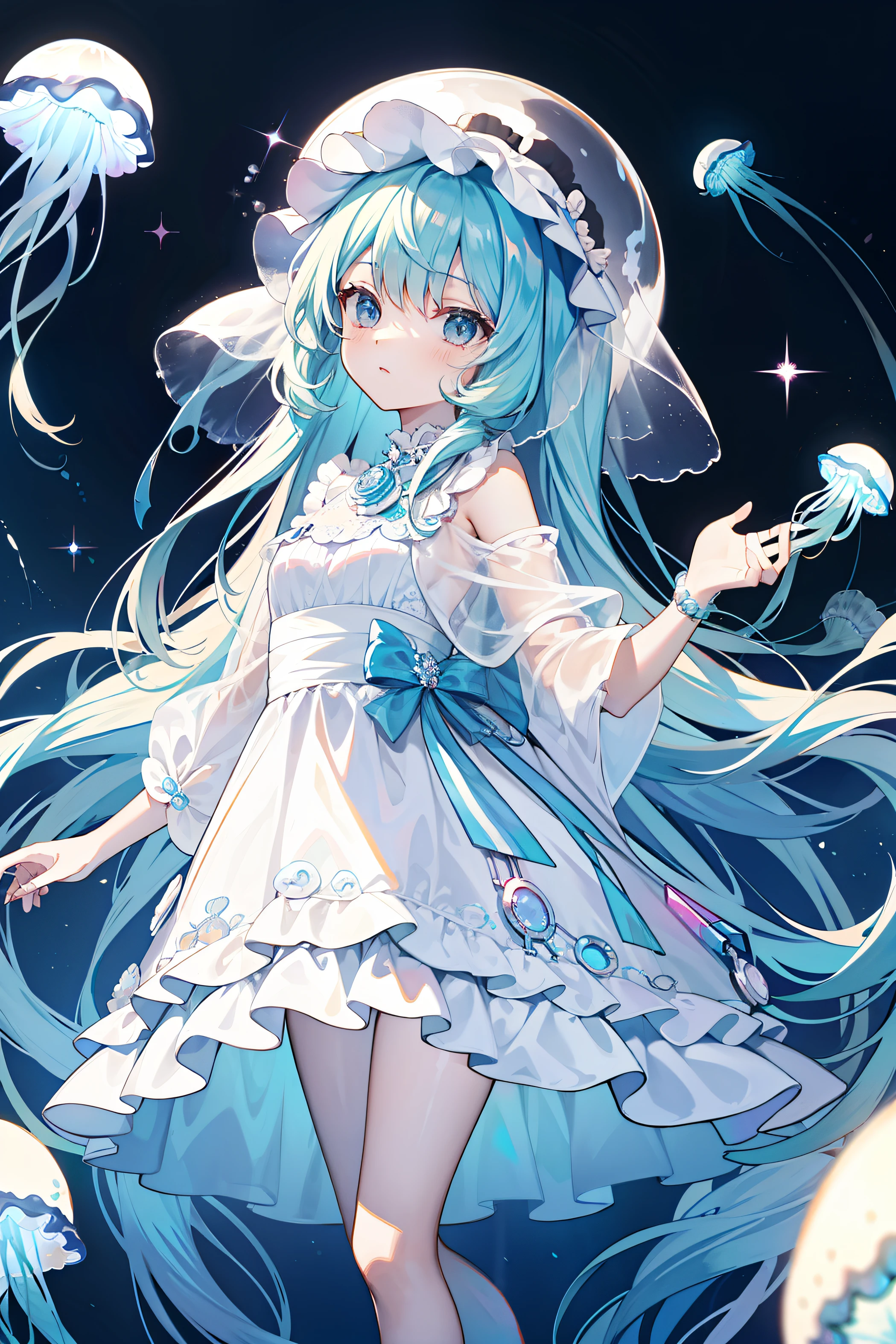 Jellyfish head girl，Transparency，